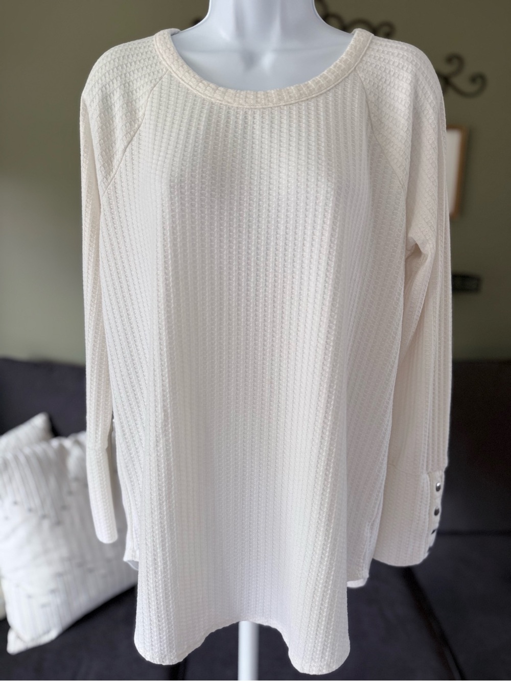 Chaser Cream Waffle-Knit Long Sleeve Tunic